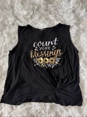 Count Your Blessings Graphic Tank Top - Black